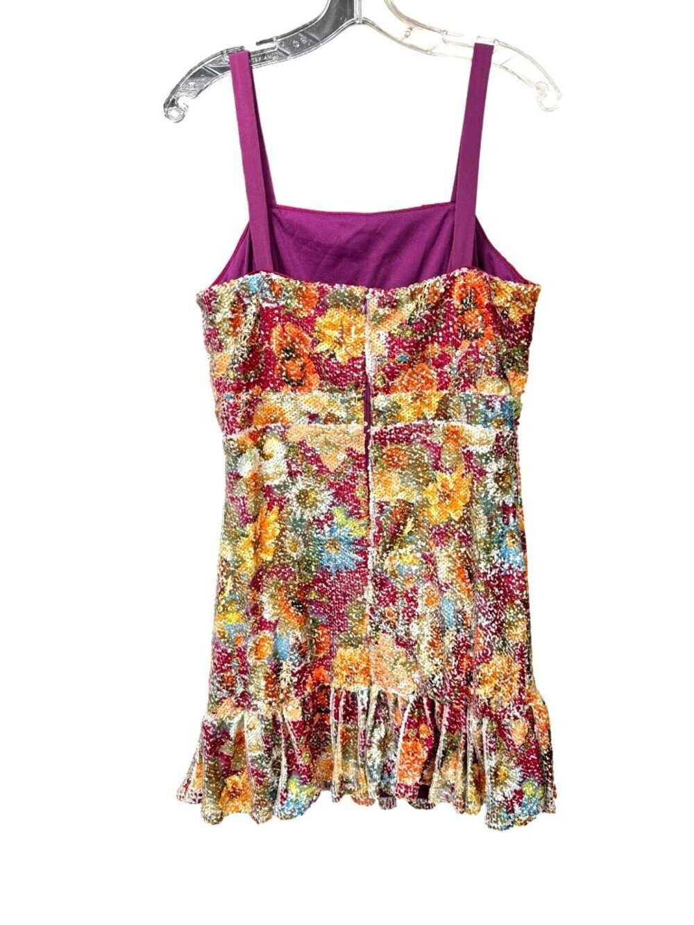 Bloomingdales Aqua Floral Sequin Mini Dress Size Medium New - Picture 9 of 9
